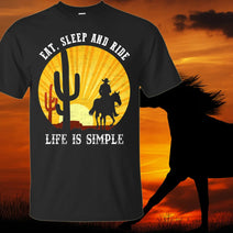 Eat Sleep And Ride - Life Is Simple Horse T Shirts