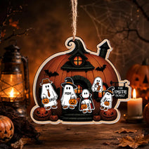 Custom Spooky Family Shaker Ornaments 4 Layers Gift For Crush