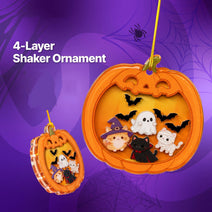 Funny Boo Black Cat and Bats Ornaments 4 Layer Shaker On Halloween