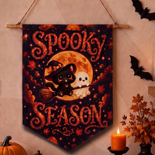 Spooky Hanging Pennant Banner On Halloween Holiday