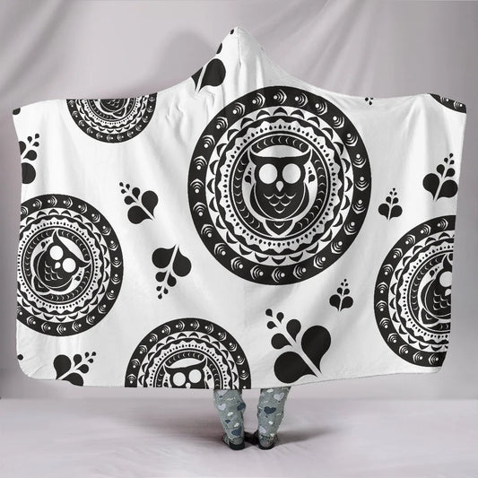 Owl Mandala Hooded Blankets Gift Family